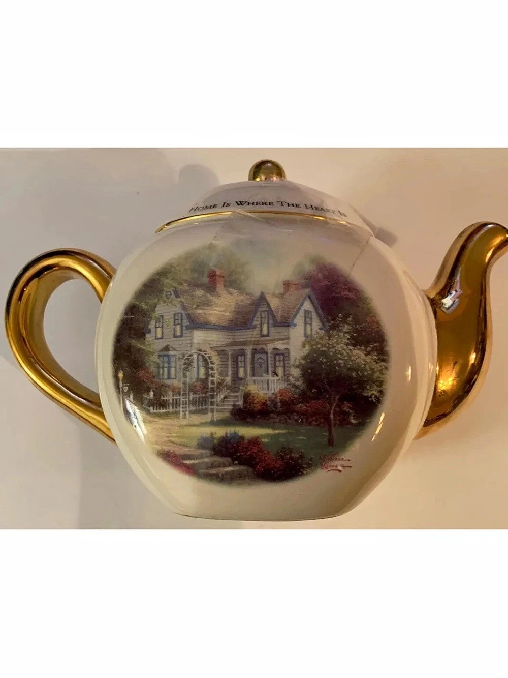 Thomas Kinkade Tea Pot Home is Where the Heart Is Teleflora Teapot